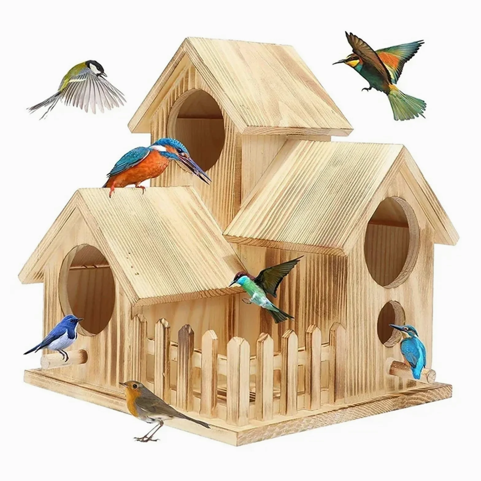 Caja Nido for pájaros de Madera | Jardín exterior multicolor: Caja nido for pájaros montable