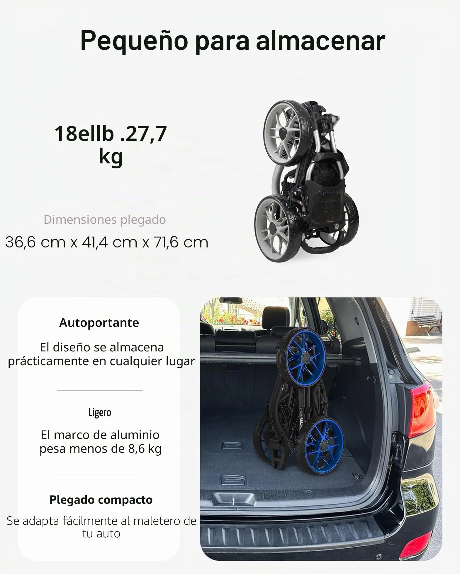 Caddytek CaddyLite EZ Fold Version 8 Carrito de Golf 3 Ruedas Plegable Ligero