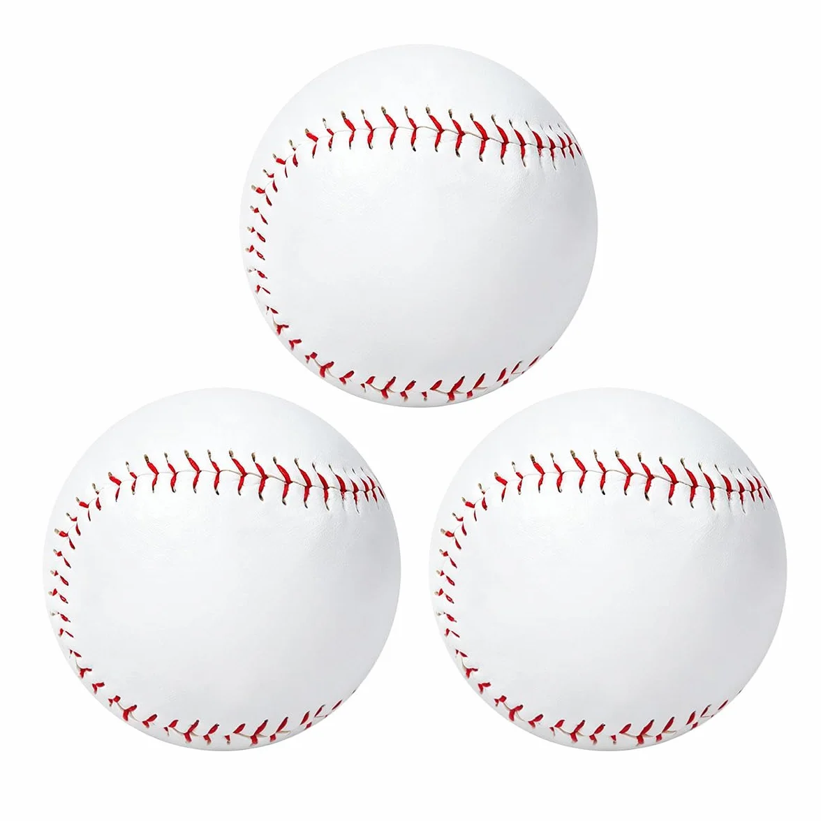 Ubric 3 piłki baseballowe standardowe skóra syntetyczna trening młodzież dorośli szkoła halowa zewnętrzna biały