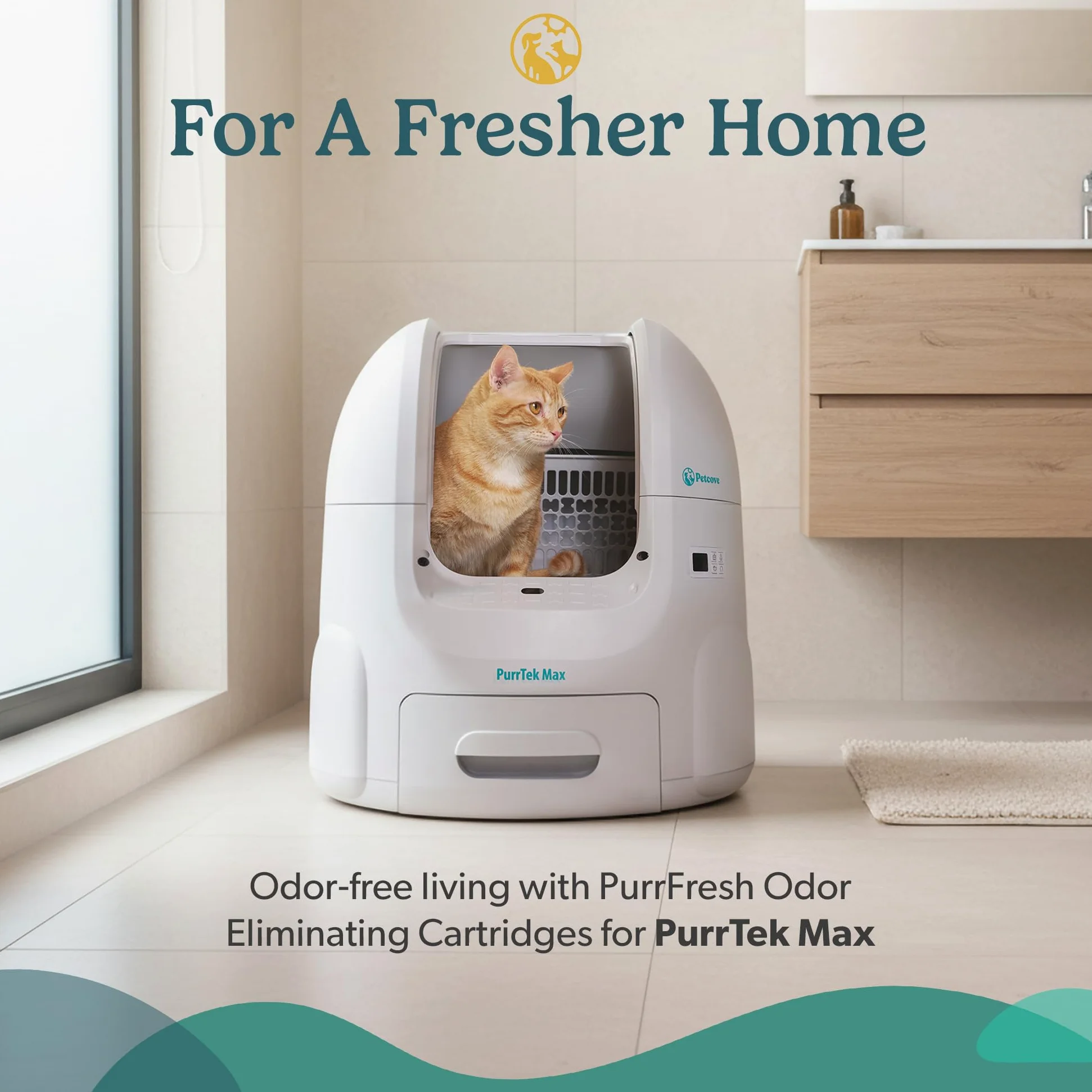 PurrFresh - Desodorizantes de carbón para cajas de arena autolimpiables automáticas, repuestos de control de olores de carbón activado sin perfume, ajuste preciso, fácil instalación para Purrtek Max