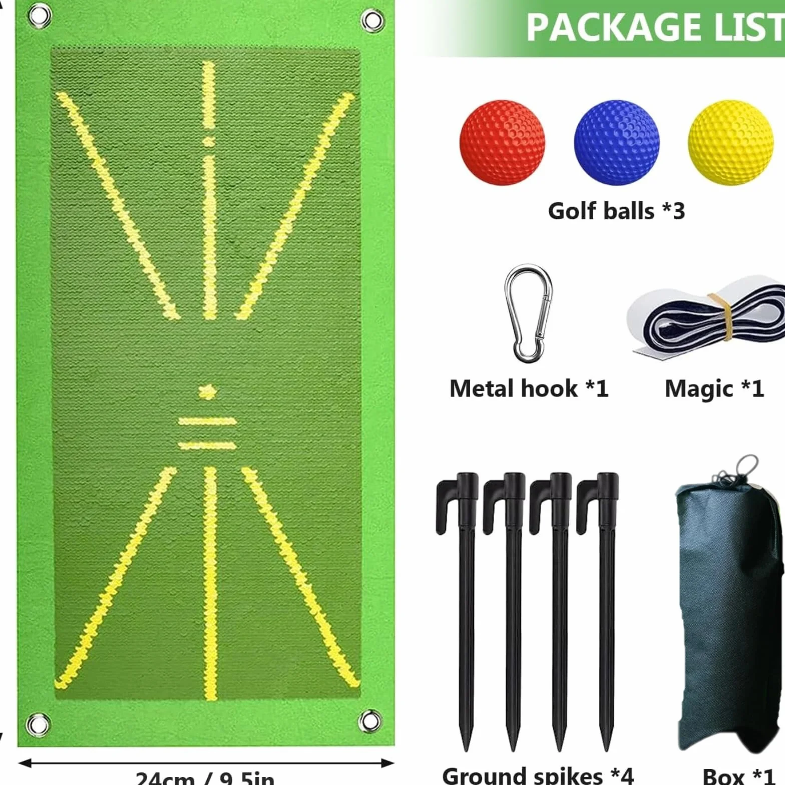 Alfombra de Golf con Bolsillo Negro 10pcs Mat de Entrenamiento para Interior