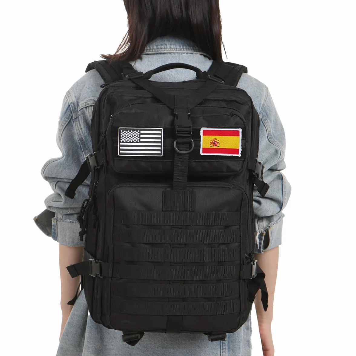 Mochila Tática 50 Litros con Sistema Molle Impermeable Militar para Emergencias Caza Senderismo Acampada (Negro)