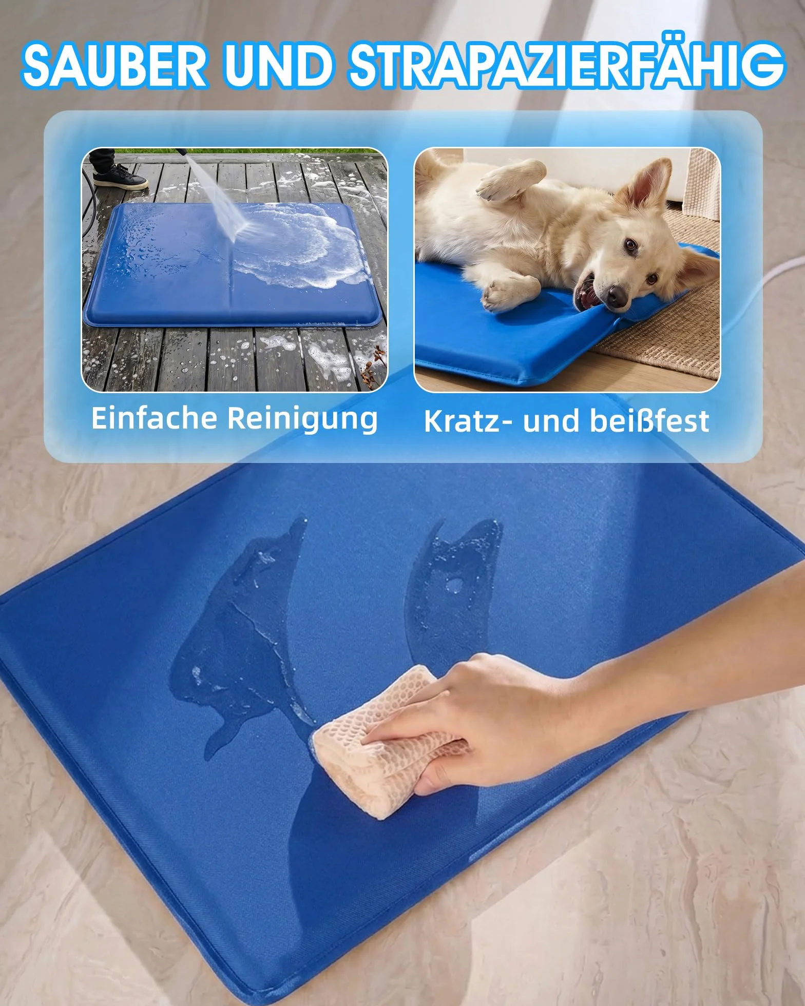 petnf Alfombrilla Refrescante para Perros y Gatos, Duradera Antideslizante Tapete de Refrigeración para Perro para Interior y Jardín, Dog Cool Mat de Gel No Tóxico Autoenfriante en Verano, 50x40 cm