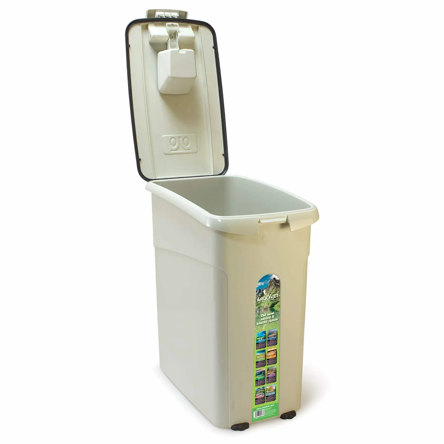 Arquivet Contenedor para pienso de perros o gatos con ruedas - Recipiente hermético de gran capacidad - 20 kg/54 litros - Medidas: 29 x 53 x 54,5 cm - Contenedor de comida para mascotas grande