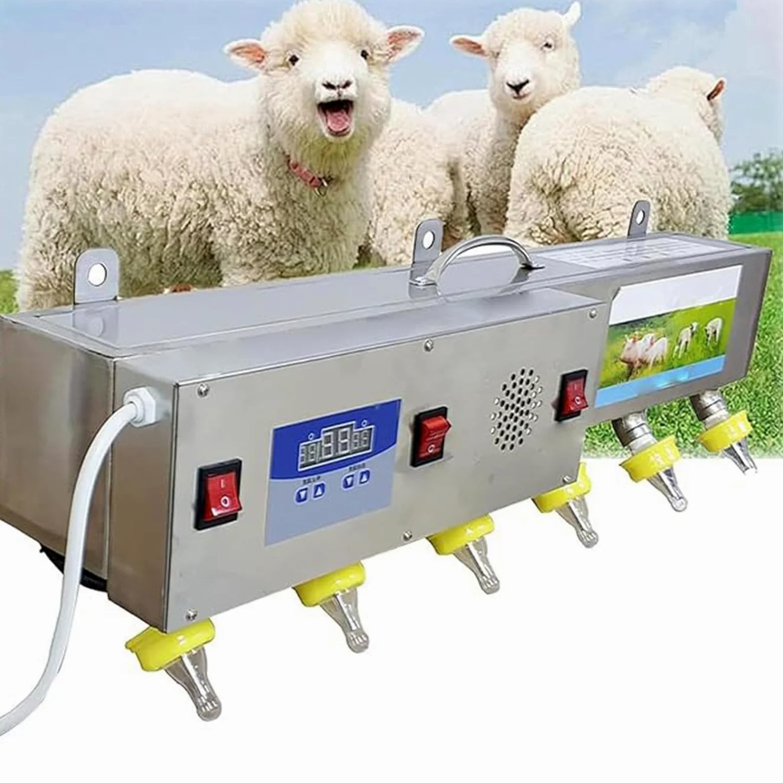 Alimentador automático de pezones para ganado, alimentador de leche y agua a temperatura constante, máquina universal para lecheros y lechones, 220 V, paquete de 6