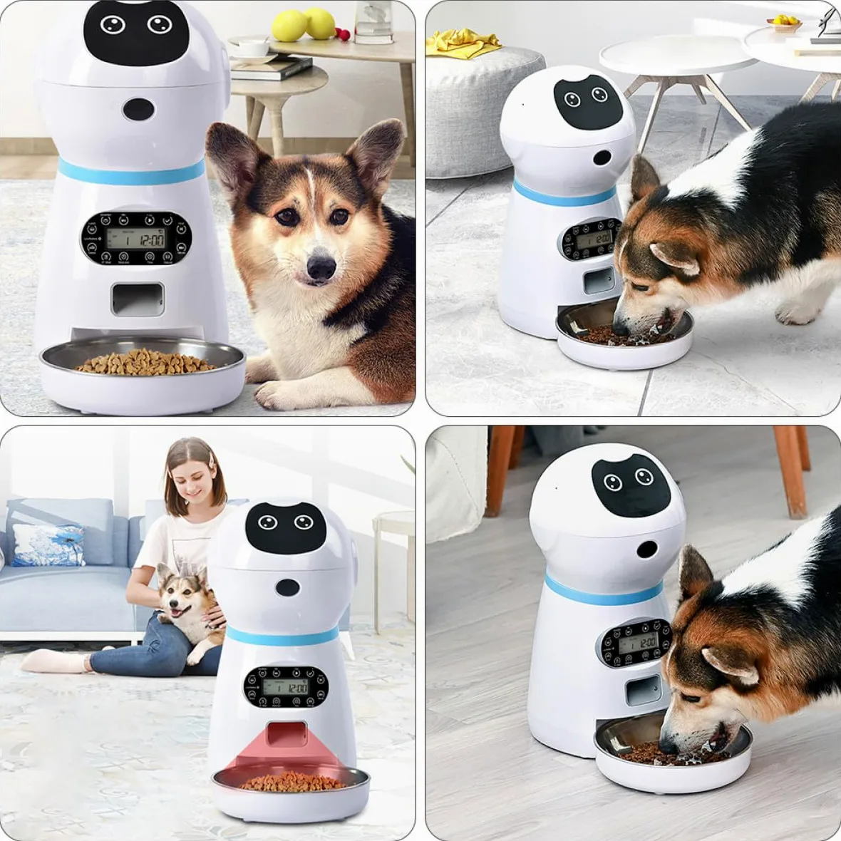 PRETYZOOM Comedero Inteligente para Mascotas 3.5l Dispensador Automático de Comida Seca con Grabación de Voz y Temporizador Programable para Perros, Gatos y Conejos, Suministros