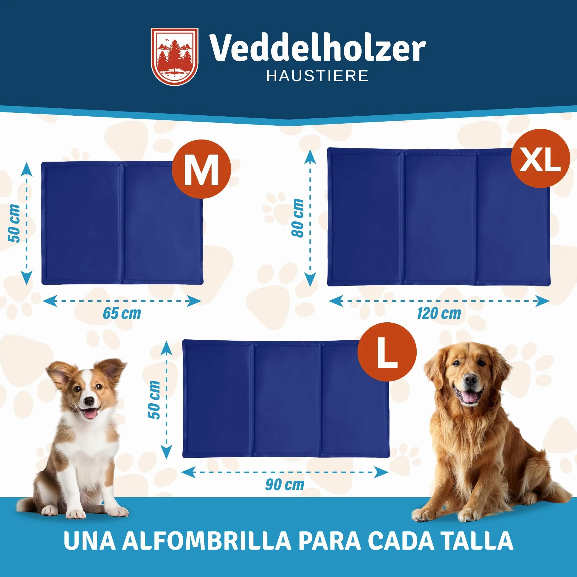Veddelholzer Alfombrilla de refrigeración (L) para Perros Extra Gruesa, Resistente a los arañazos, Auto-refrigerante sin Electricidad, Verano y Viajes, para Perros