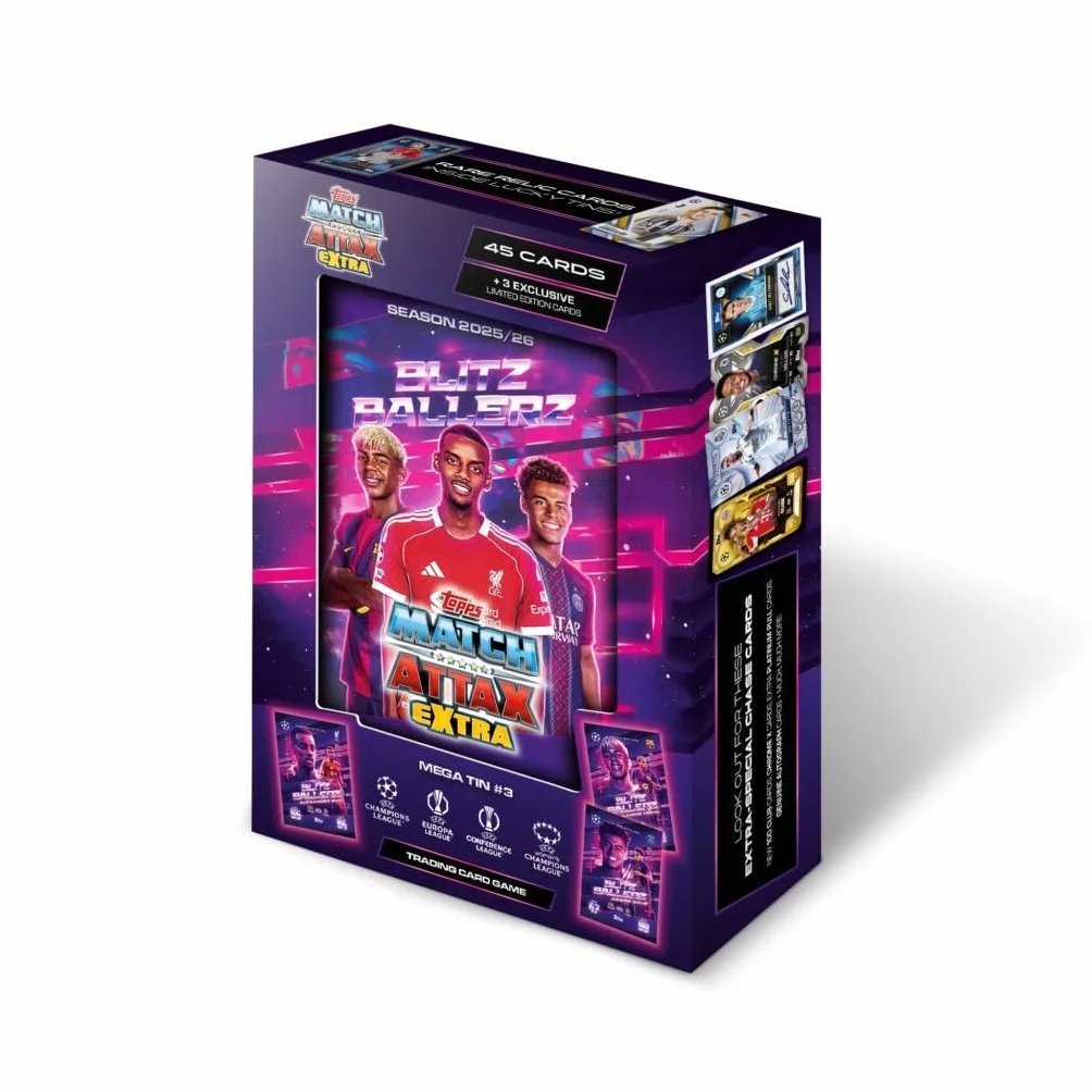 Topps UCC Match Attax Extra 2026 Mega Tin 48 Cartas 3 Goliaths LE