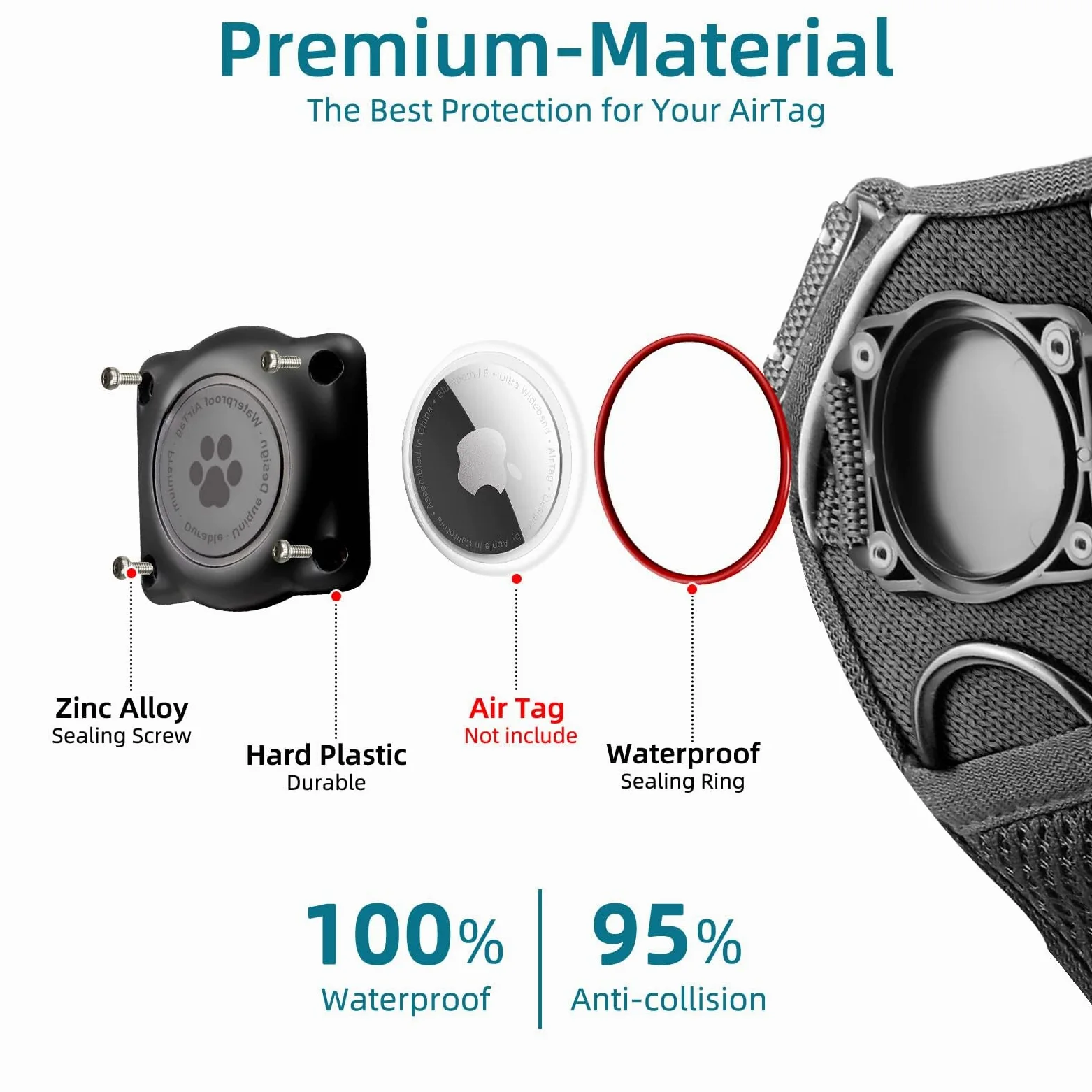 AirTag Dog Harness, Integrated Dog Vest with 100% Waterproof Air Tag Holder, No-Pull No-Choke Reflective Dog Vest Harness with Apple Air Tag Case for Small Medium Large Dogs (Black, S)