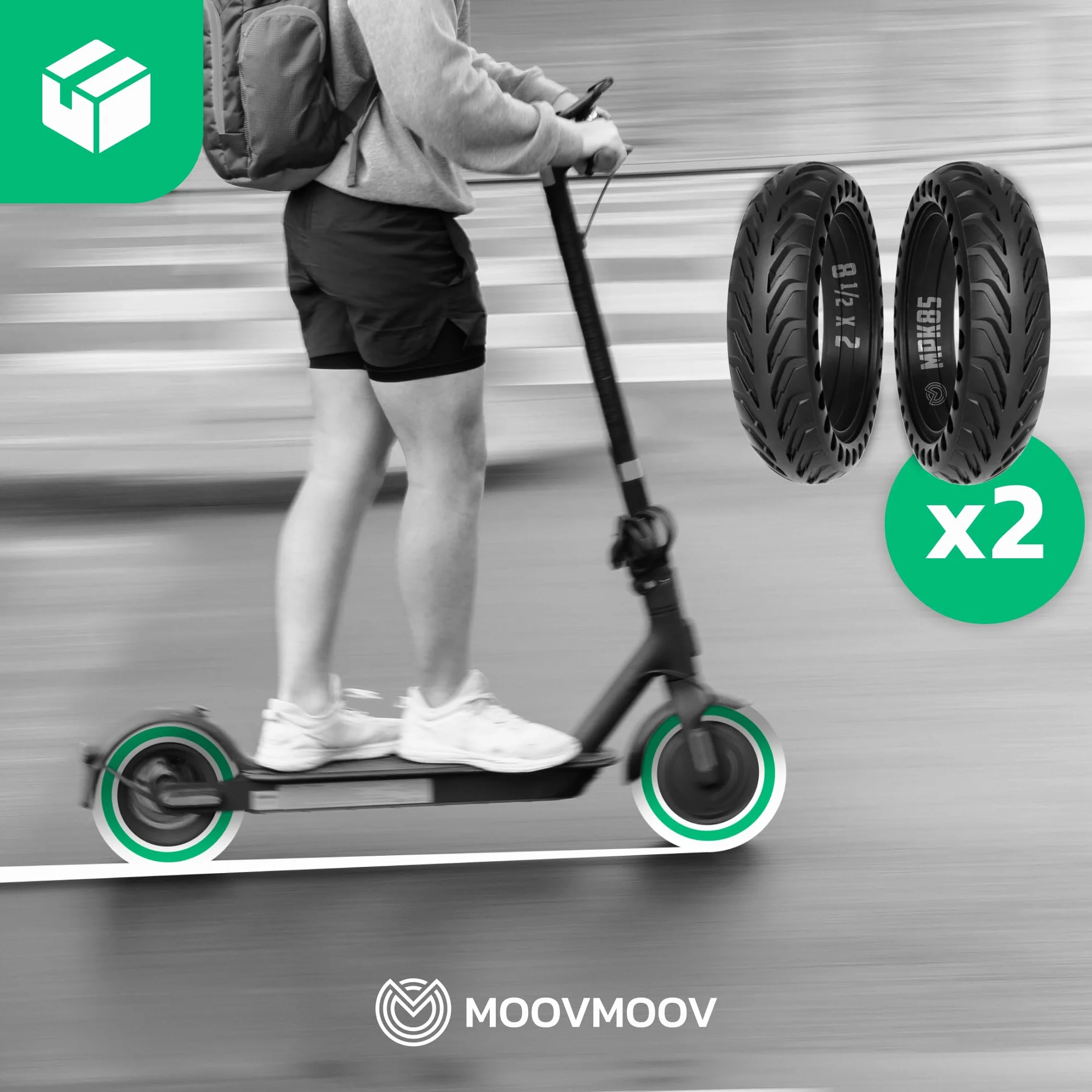 MOOVMOOV Ruedas Macizas 8,5 Pulgadas Antipinchazos para Patinete Xiaomi M365 Pro Pro 2 Essential Light 1S Mi 3 Cecotec
