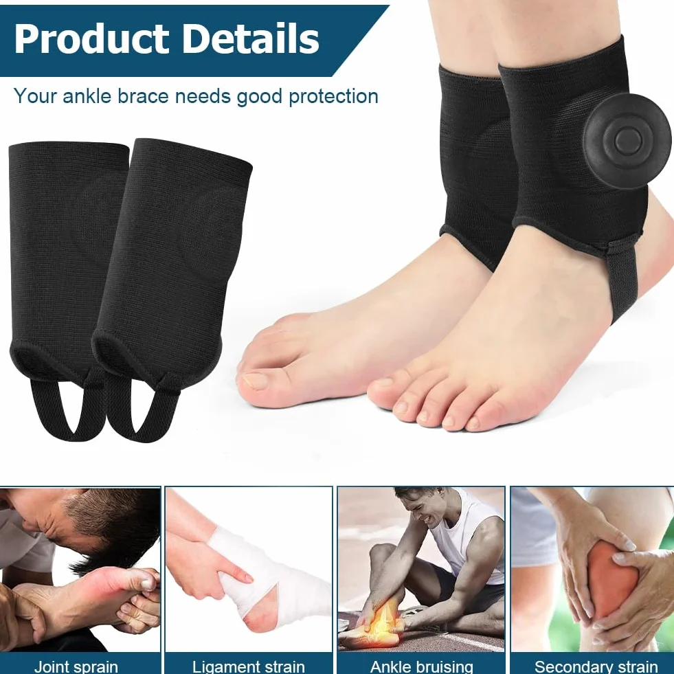 Tobillera de Fútbol Adolescentes, Soporte de Tobillo, Almohadilla de Protección Negro