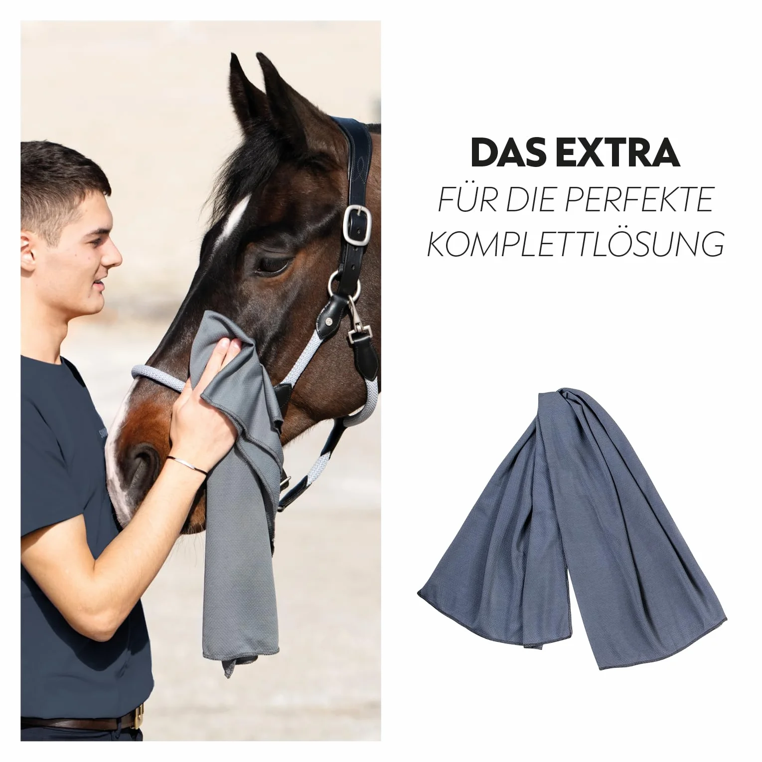 SUNRIDE Manta refrigerante con sección para el Cuello Cool Down (Juego de 3) - para Caballos - Efecto refrigerante eficaz - Cierre magnético - fácil de Usar (145 cm)