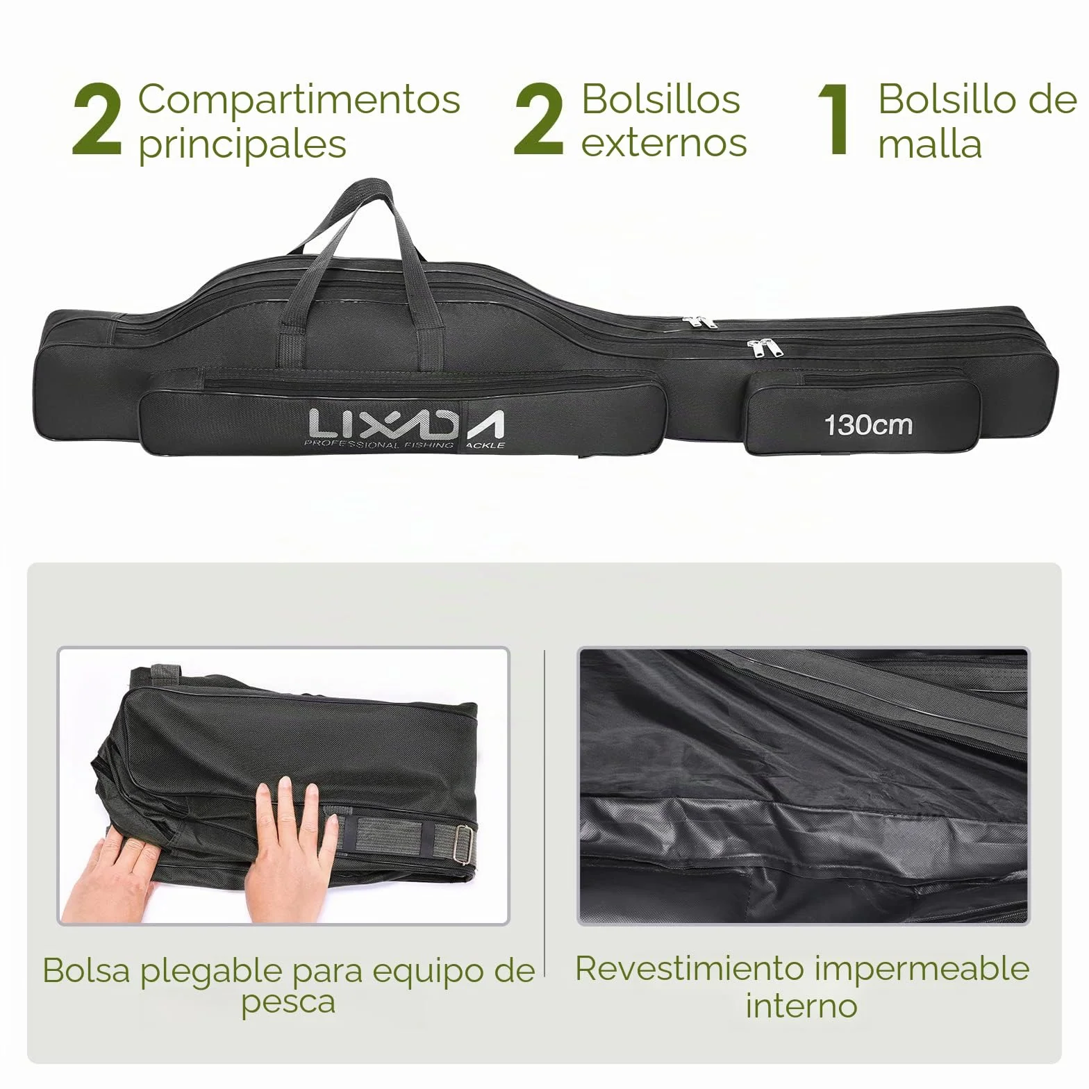 Lixada Bolsa Plegable para Caña de Pescar 100 cm 130 cm 150 cm