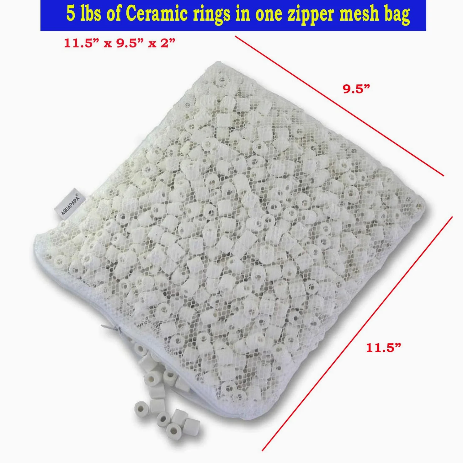 Aquacity Medios de Filtro de Anillos de cerámica Bio a Granel Premier para Acuario Koi Fish Pond Reef Filter (5 LB)