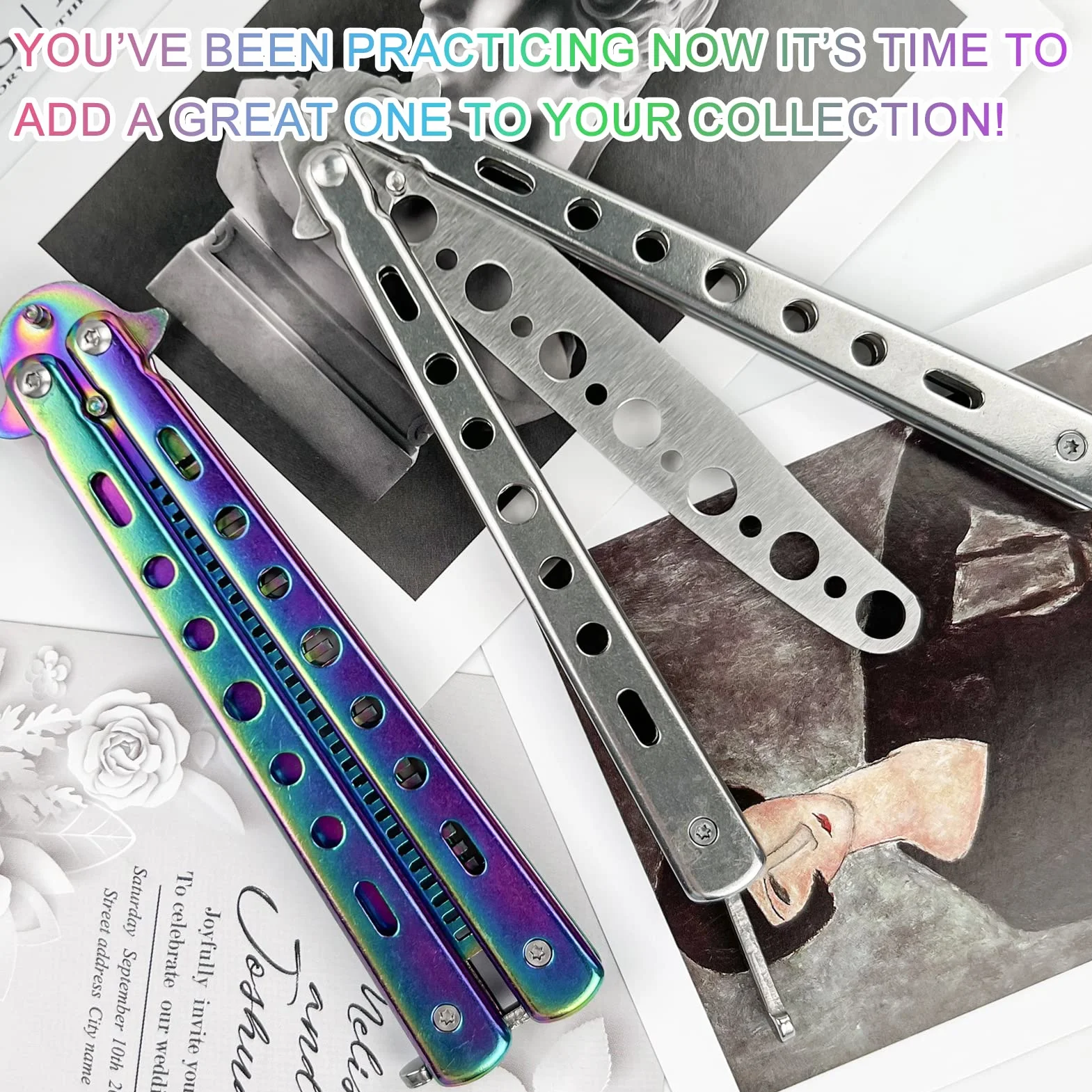Navaja mariposa, Butterfly Knife Entrenador de mariposas Herramienta de Cuchillo de Entrenador mariposa peine para entrenamiento