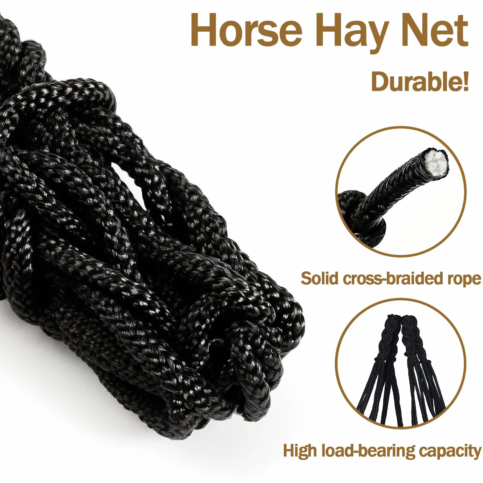2 Piezas Redes de Heno para Caballos, Malla Fina de 5x5 cm para Alimentación Lenta, Portátil Red Heno para Cabras, Reduce el Desperdicio para Caballos, Cabras y Ponis