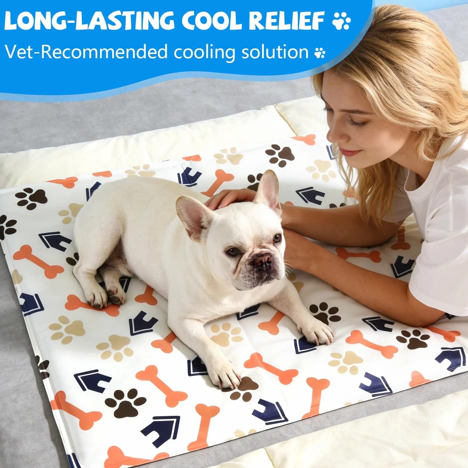 Alfombra Refrescante para Perros 90x60 cm - Colchoneta de Enfriamiento Automático para Mascotas, Lavable y Transpirable, Ideal para Perros y Gatos, L