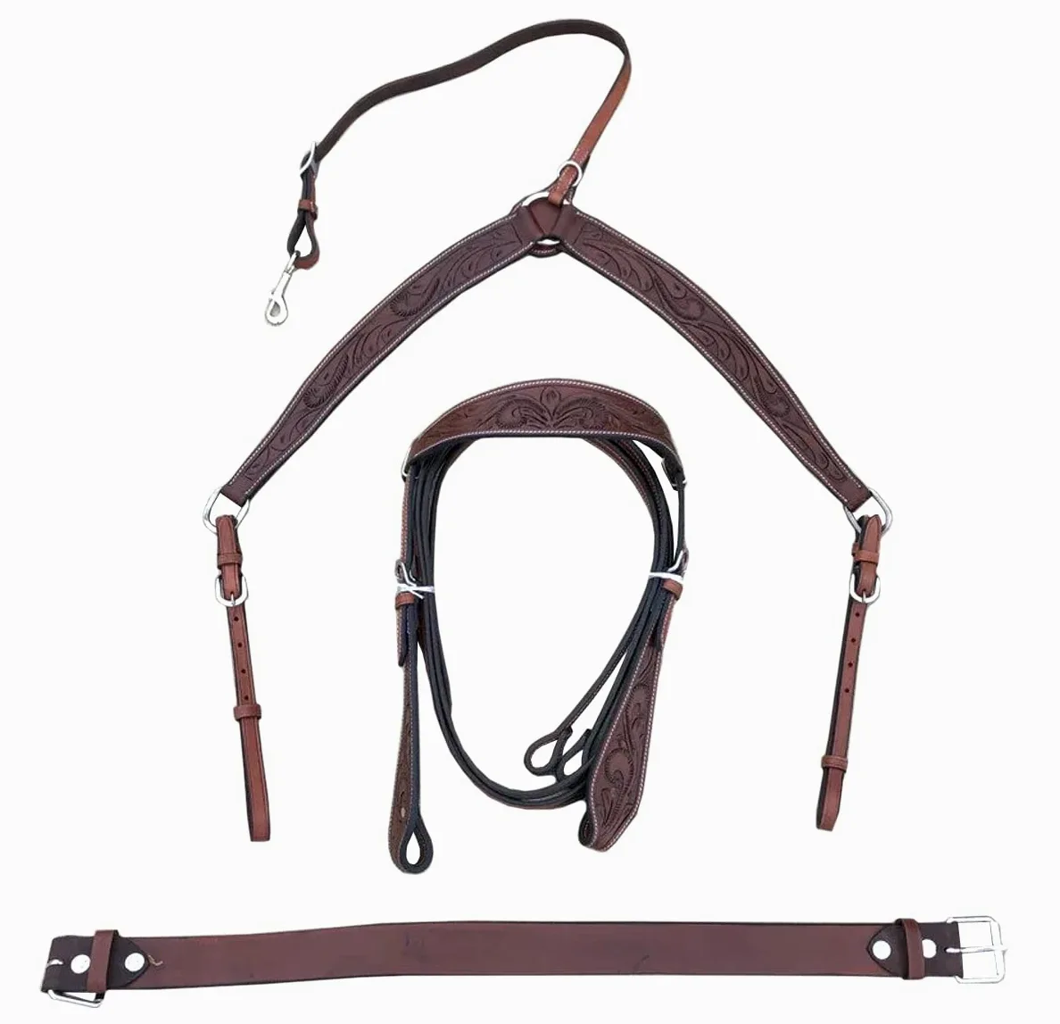 Juego de tachuelas de cuero para caballo, de 33 cm, a juego, con cuello de pecho ST-WLS-C101
