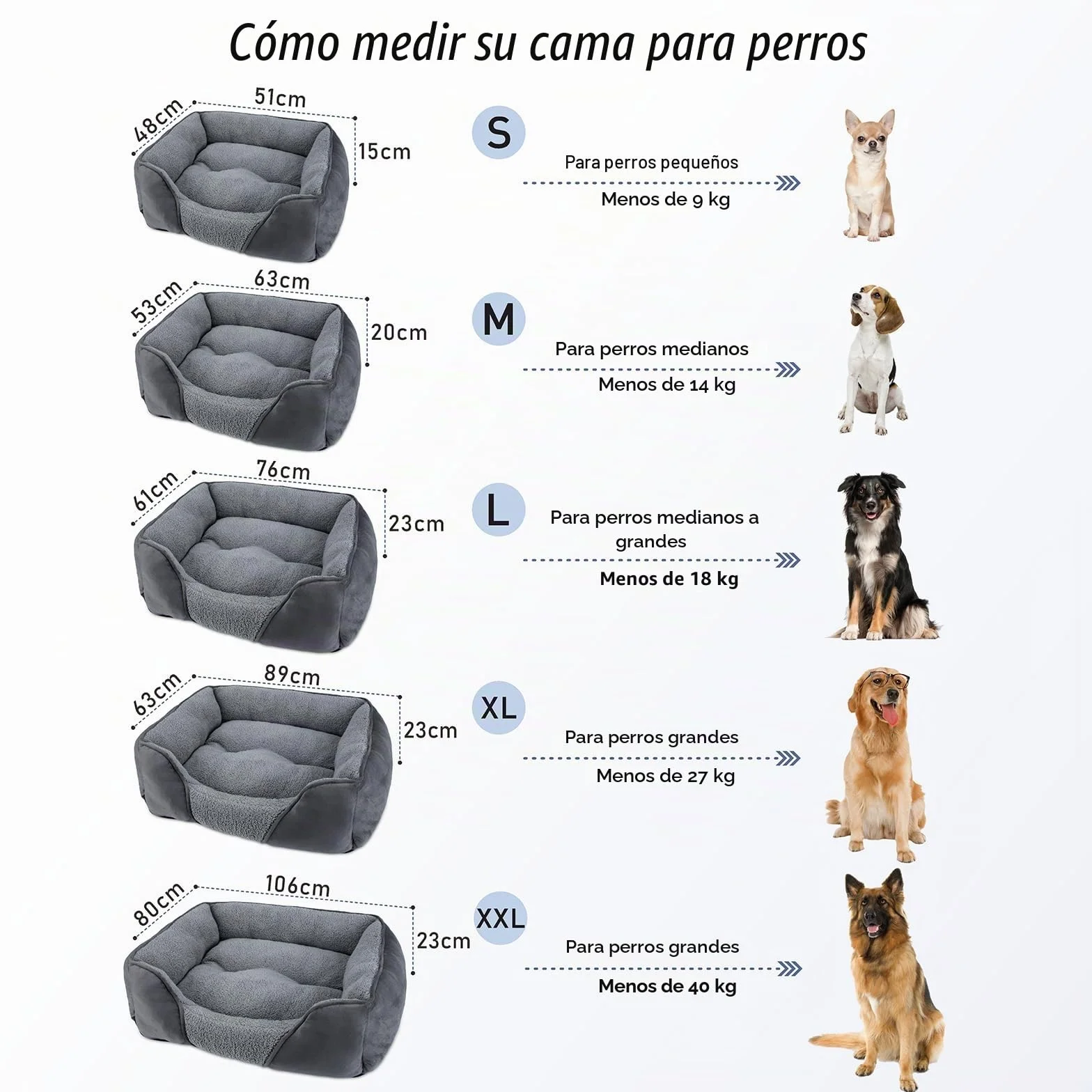 FURTIME Cama Perros Medianos, Cama Perro Lavable Esponjosa, Antideslizante Anti-ansiedad Camas para Perros Suave Transpirable Cómoda, 76x61x23cm