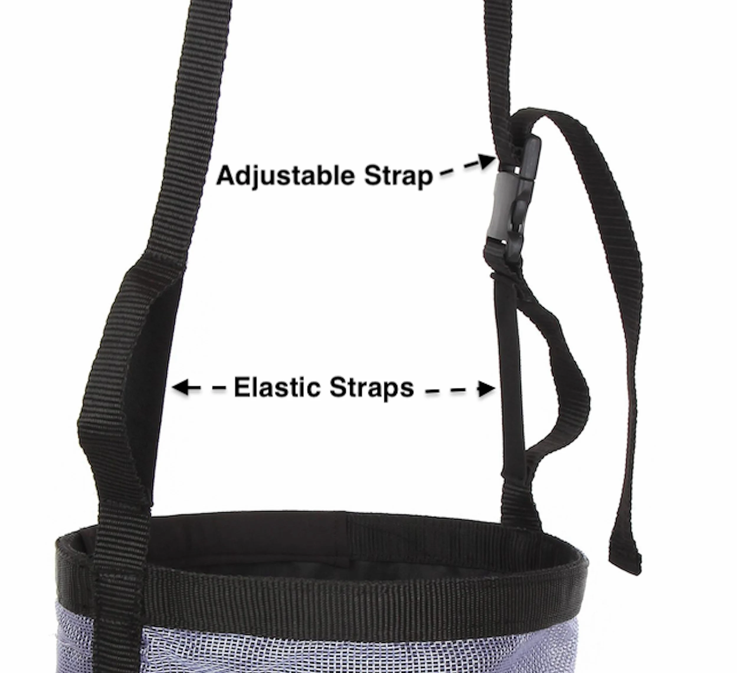 Majestic Ally Bolsa de alimentación para caballos, de malla de nailon resistente, almohadilla para el cuello y almohadilla para la nariz, grande (gris oscuro)