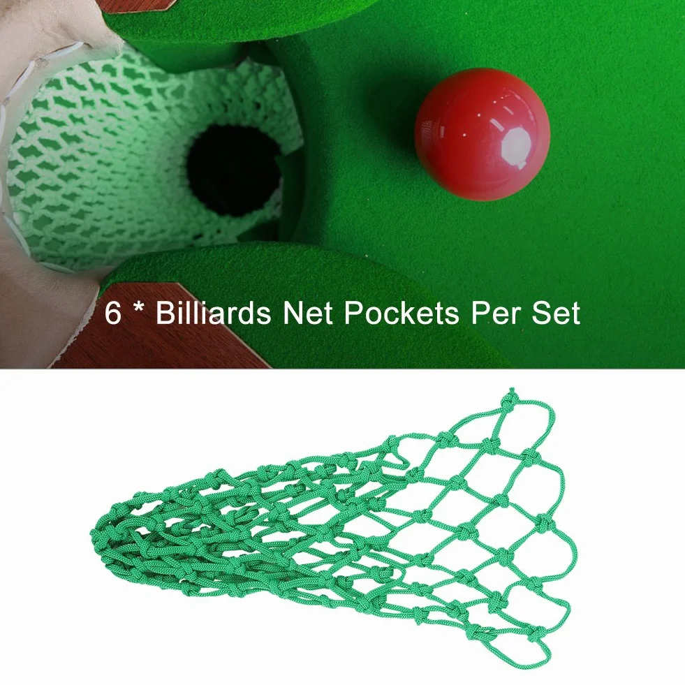 Tbest Billar Bolsillos Piscina Snooker Bolsa de Malla de Nylon Accesorios Kit Mesa de Billar Verde