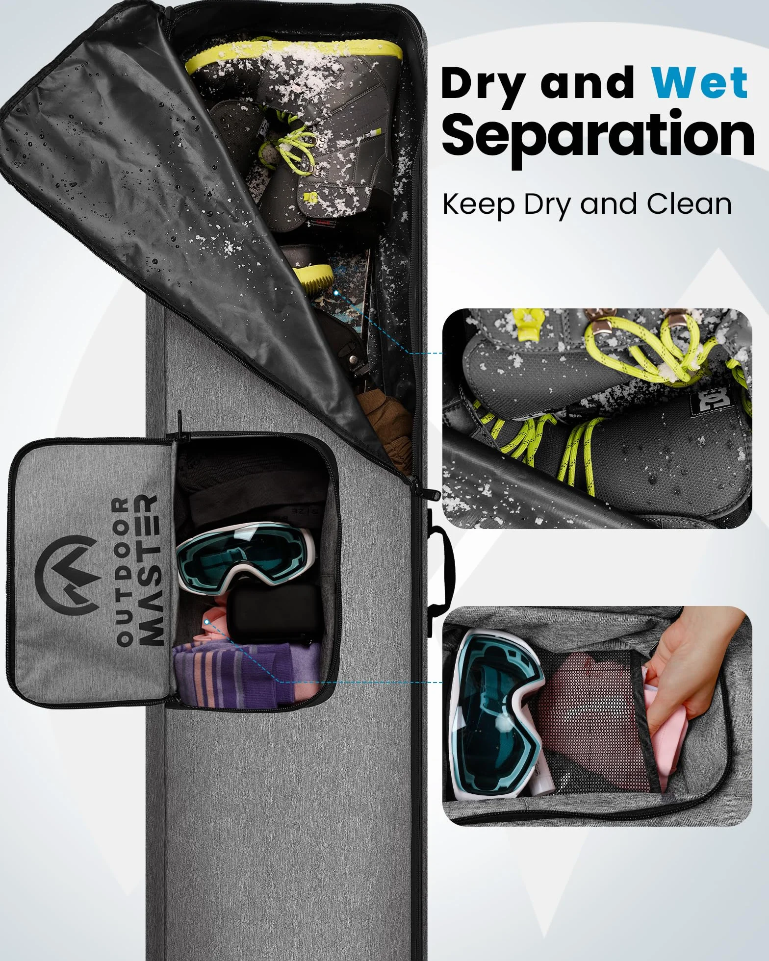 OutdoorMaster Bolsa de Snowboard 900D Resistente al Agua Plegable