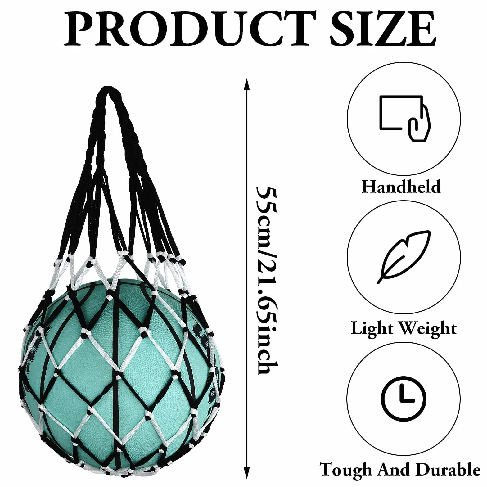 Bolsas de malla para baloncesto, red portátil para pelotas, resistente, negro/rojo+negro blanco