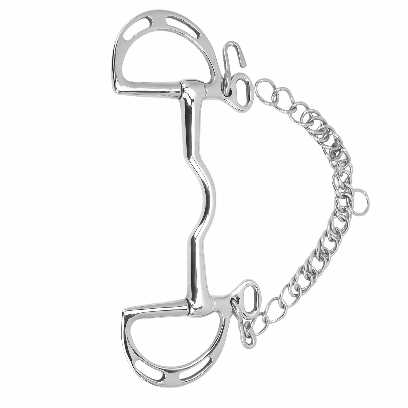 Broca de filete de caballo con anillo en D de acero inoxidable con cadena Broca de boca de caballo de 135 mm Equipo de entrenamiento de caballos duradero antimordeduras par