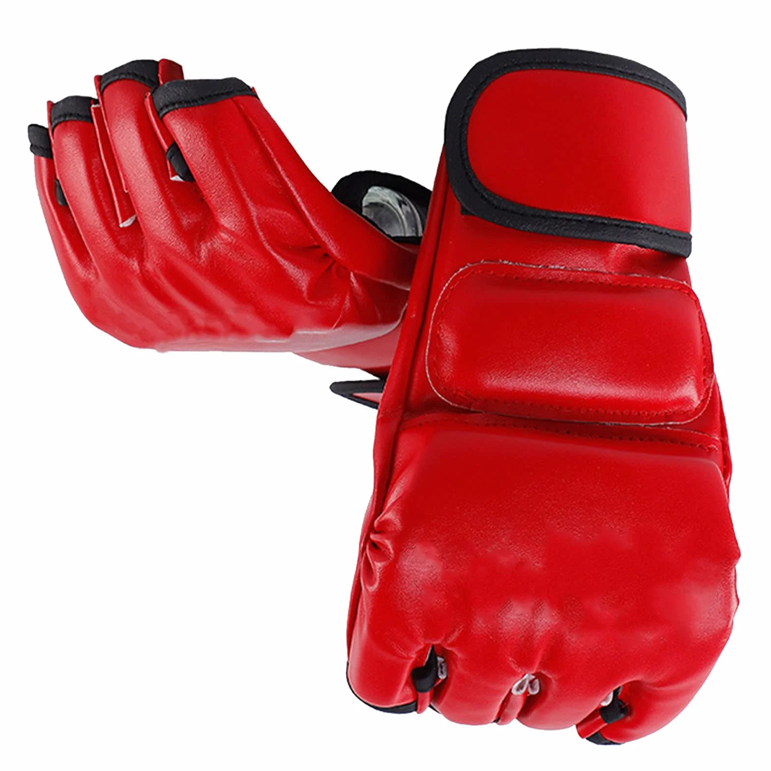 Guantes de Boxeo MMA Medio Dedo Rojos para Entrenamiento Kickboxing Adultos