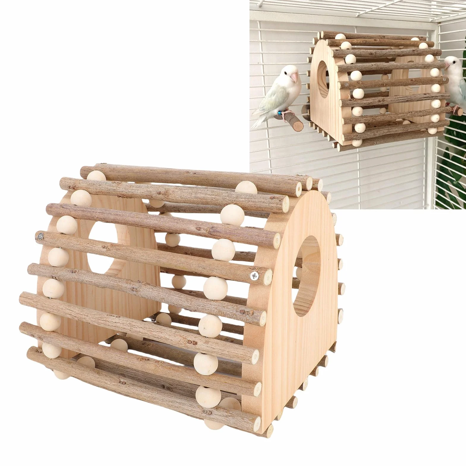 Generic Juguete de Madera para Loros, Diseño Innovador Que Promueve el Ejercicio Físico para Jaulas de Pájaros, Juguete para Escalar, Material Seguro, Madera de Pino para Loros y Mascotas Pequeñas