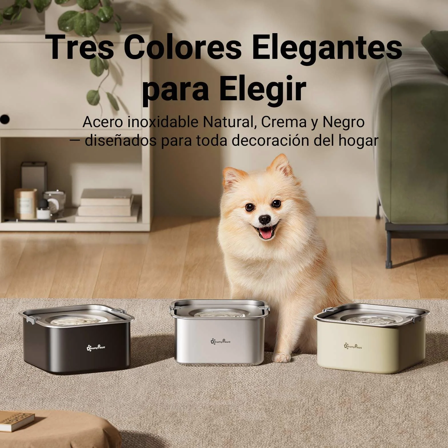 DownyPaws Bebedero Perro antigoteode Acero Inoxidable 3L, Bebedero Antigoteo Perro con Plato Flotante Sellado Integrado, Antipolvo y Antideslizante, Bebedero Perro Fomenta Beber Lentamente (Negro)