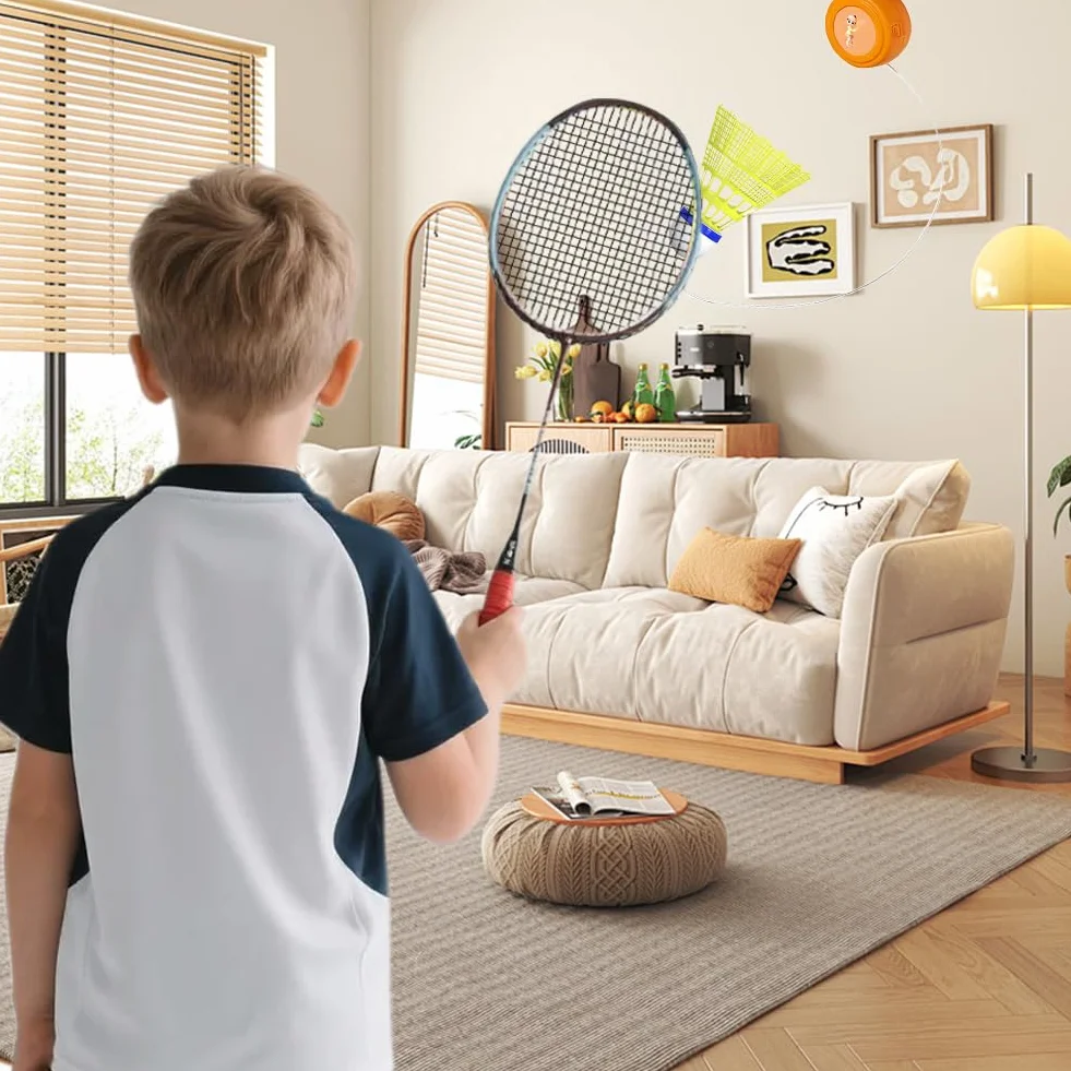 Set de bádminton de altura ajustable, entrenador de rebote para autoaprendizaje