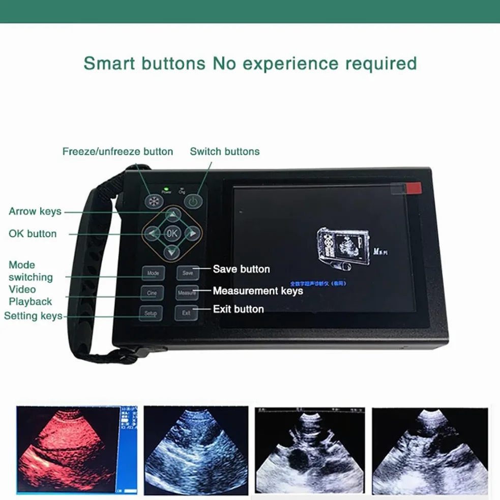 16 HD Máquina de ultrasonido veterinario pseudocolor, escáner de 5.0 MHz para detección de embarazo en cerdos, ovejas, perros, gatos
