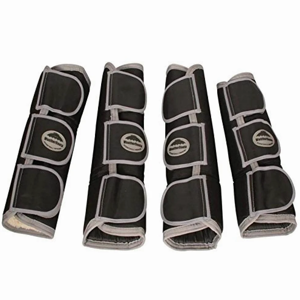 WeatherBeeta - Protectores anchos de viaje para caballos (Full) (Negro/Plata)