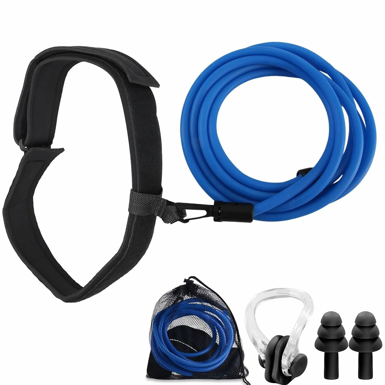 Cinturón de natación ajustable para piscina, resistencia, incluye tapones y pinza nasal