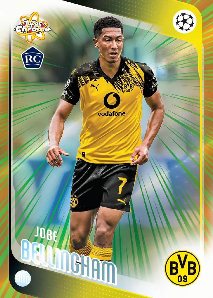 Topps Chrome UEFA Club Competitions 2025-26 Caja de valor 7 paquetes 4 tarjetas