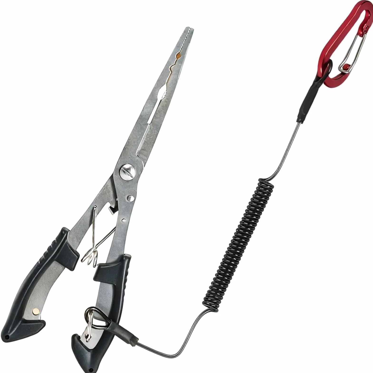 Pinza de pesca de acero inoxidable, Alicates de punta larga con cordón de seguridad para pesca en agua dulce y salada