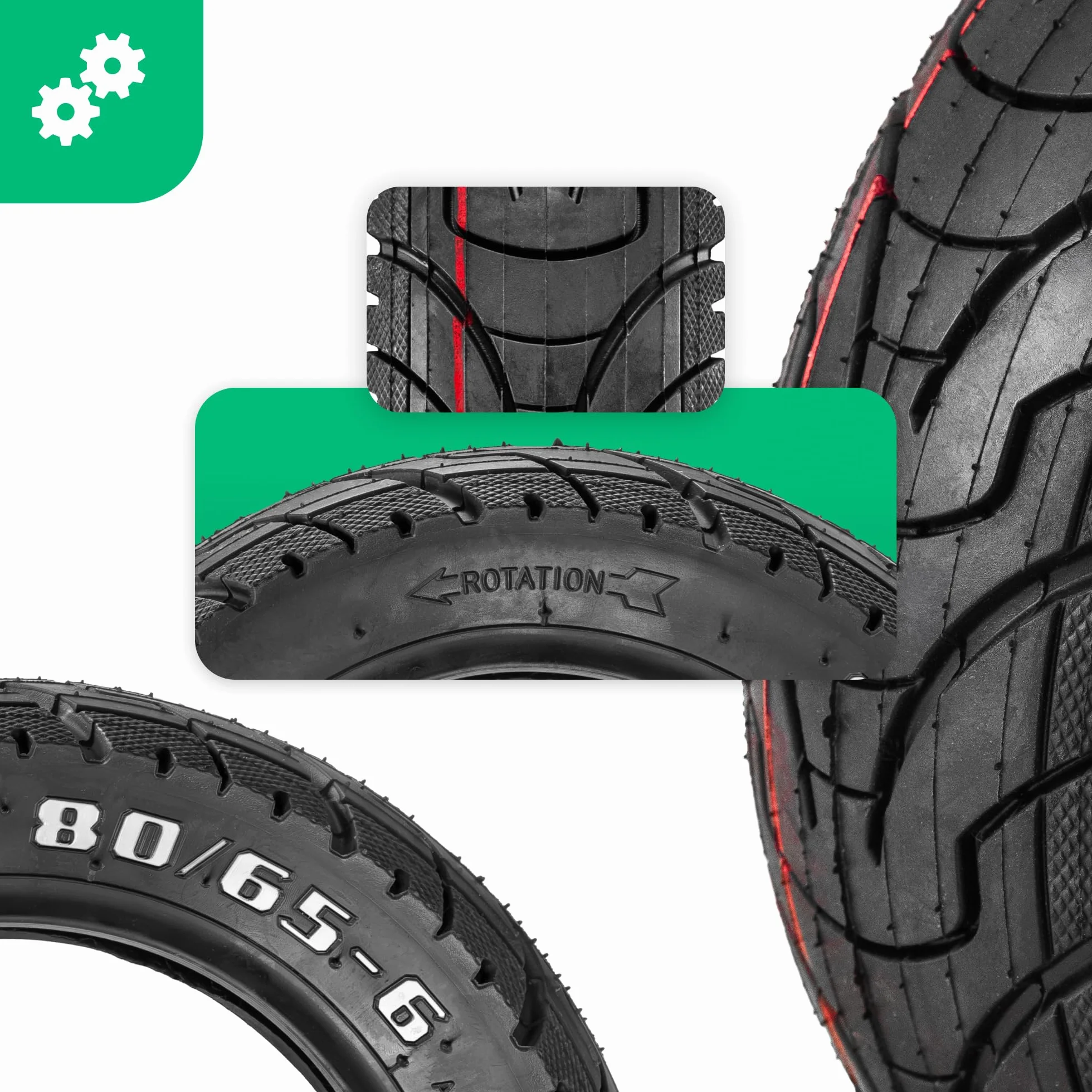 Neumático 80/65-6 (10x3) para Patinete Eléctrico, Compatible con Dualtron Victor, Zero 10x, Kaabo Mantis 10 (Pro)