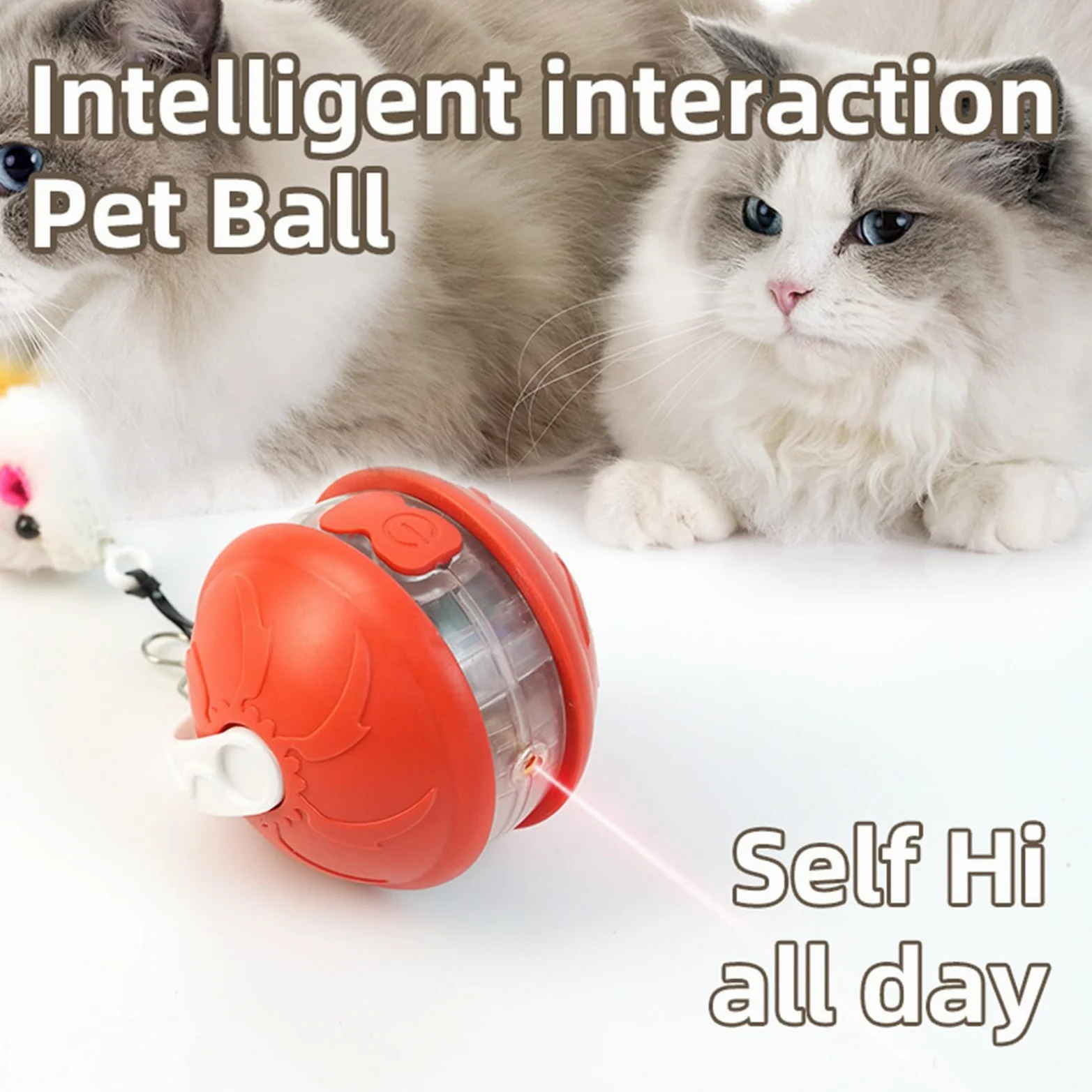 Juguetes para Gatos， Juguetes Inteligentes for Gatitos Bolas Automáticas | Accesorios de Entrenamiento Ejercicio for Mascotas Seguros y silenciosos(Red)
