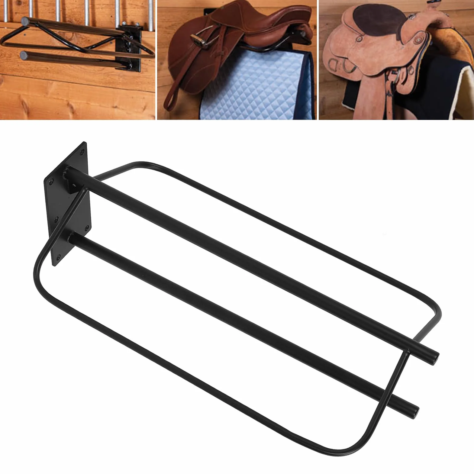 Estante de Almohadilla de Silla de Montar, Estante de Manta de Silla de Metal, Soporte de Manta de Caballo fácil de Instalar, Soporte de Montura de Pared
