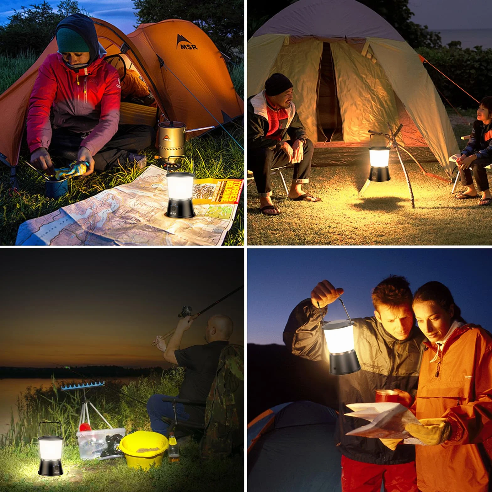 Blukar Lámpara Camping Recargable LED 5 Modos Iluminación Continua Portátil Superbrillante