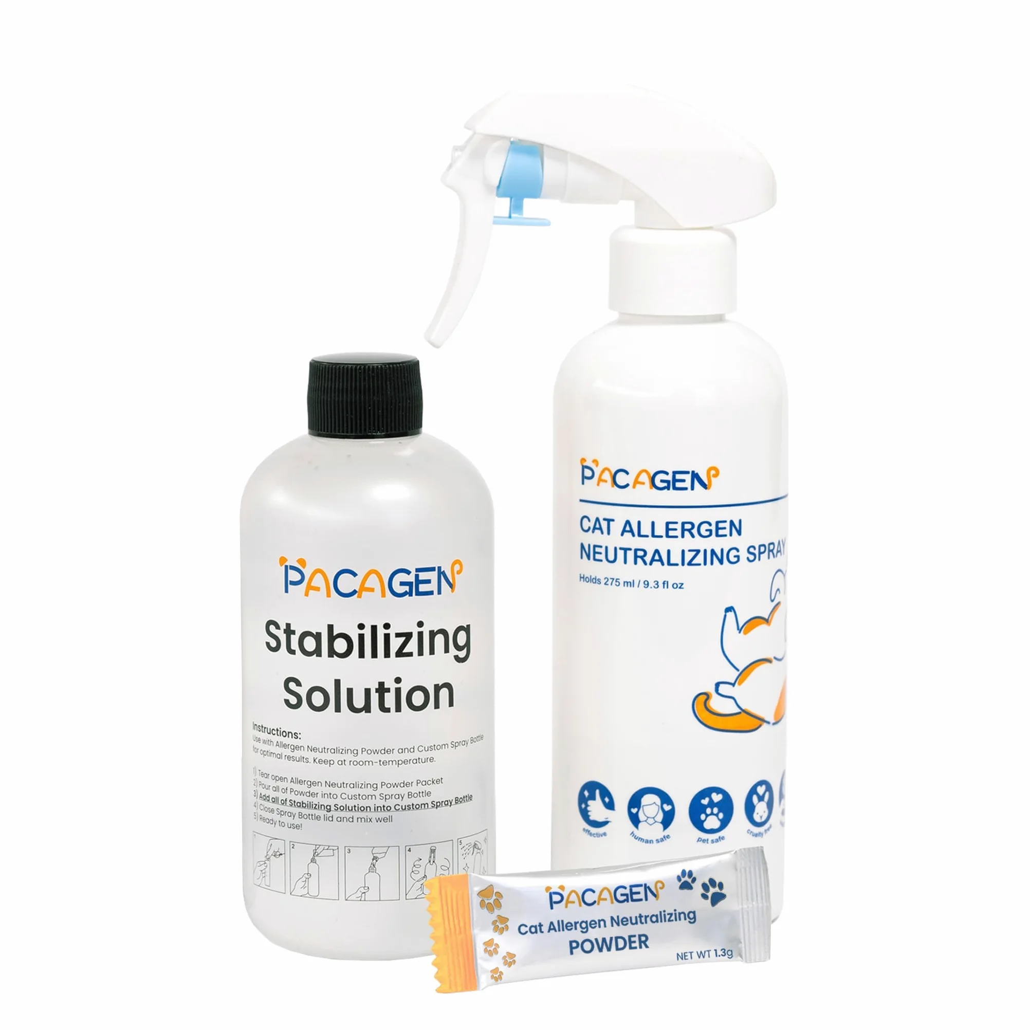 Pacagen Spray neutralizante de alérgenos para gatos para seres humanos, perfecto para uso doméstico, resultados inmediatos, fácil de usar y apto para mascotas, a pocos aerosoles de un