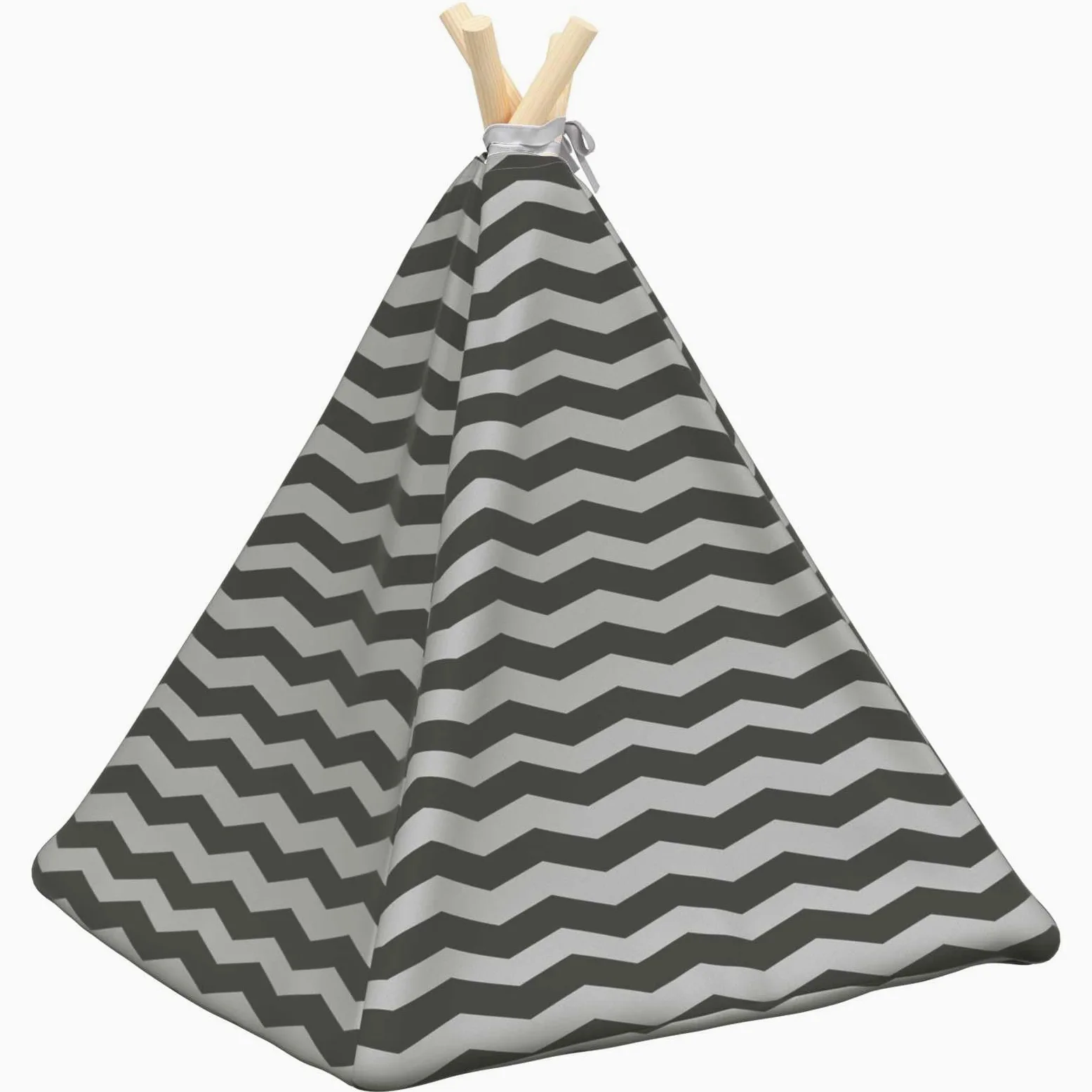 Tipi para mascotas con cojín blanco y gris, 50 x 50 x 60 cm, cueva para gatos, cesta para gatos, cojín para gatos, cama acogedora con estaca de madera de pino para gatos y perros pequeños