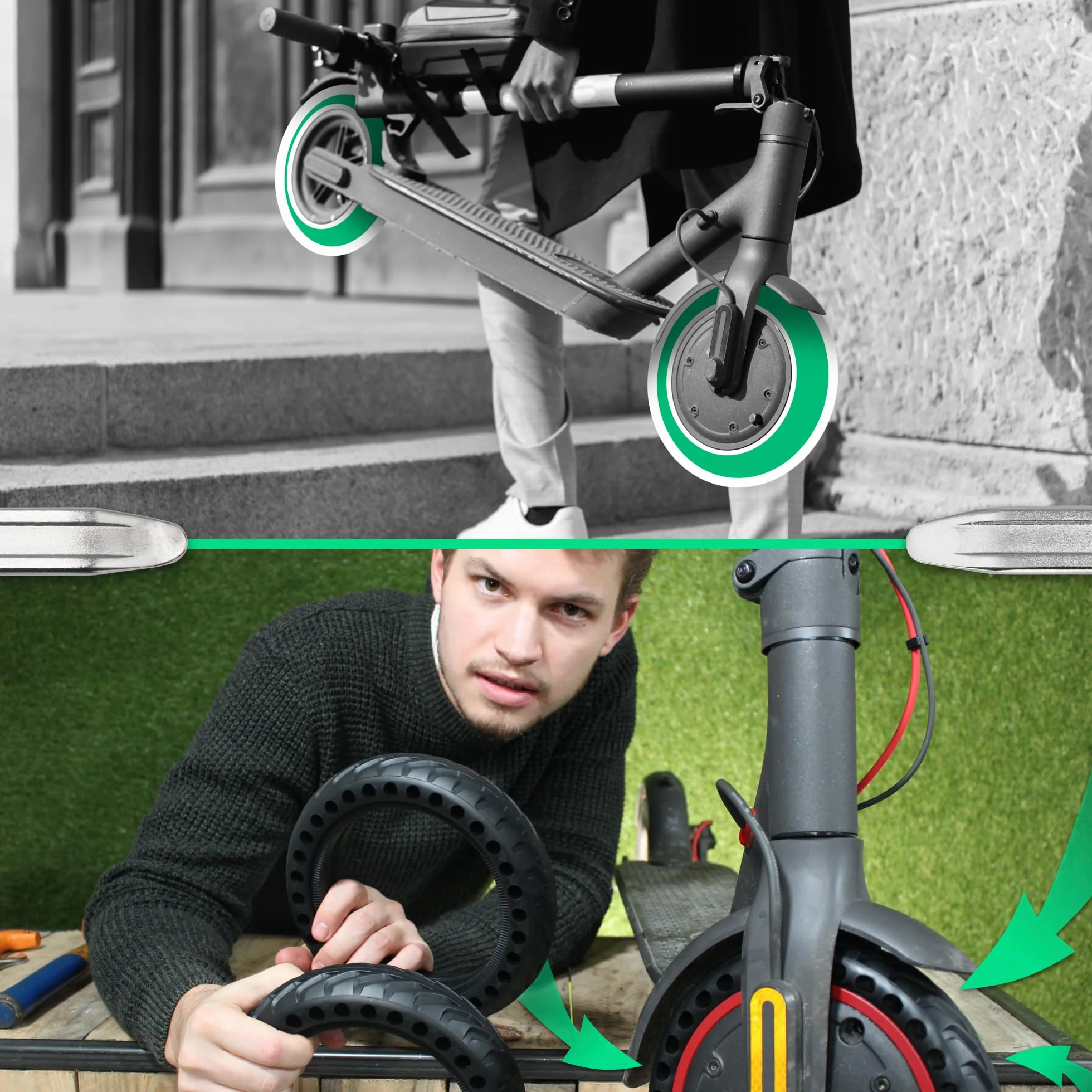 MOOVMOOV Ruedas Macizas 8,5 Pulgadas Antipinchazos para Patinete Xiaomi M365 Pro Pro 2 Essential Light 1S Mi 3 Cecotec