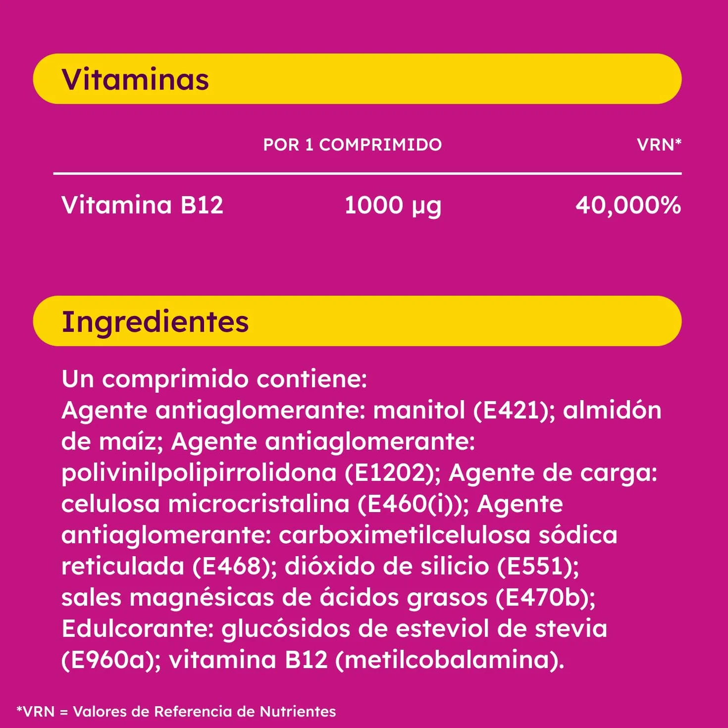 Supradyn Expert Vitamina B12 1000 µg Metilcobalamina Pura 90 Comprimidos Bucodispersable Suplemento Energía Memoria Sistema Nervioso Vegano Sin Gluten