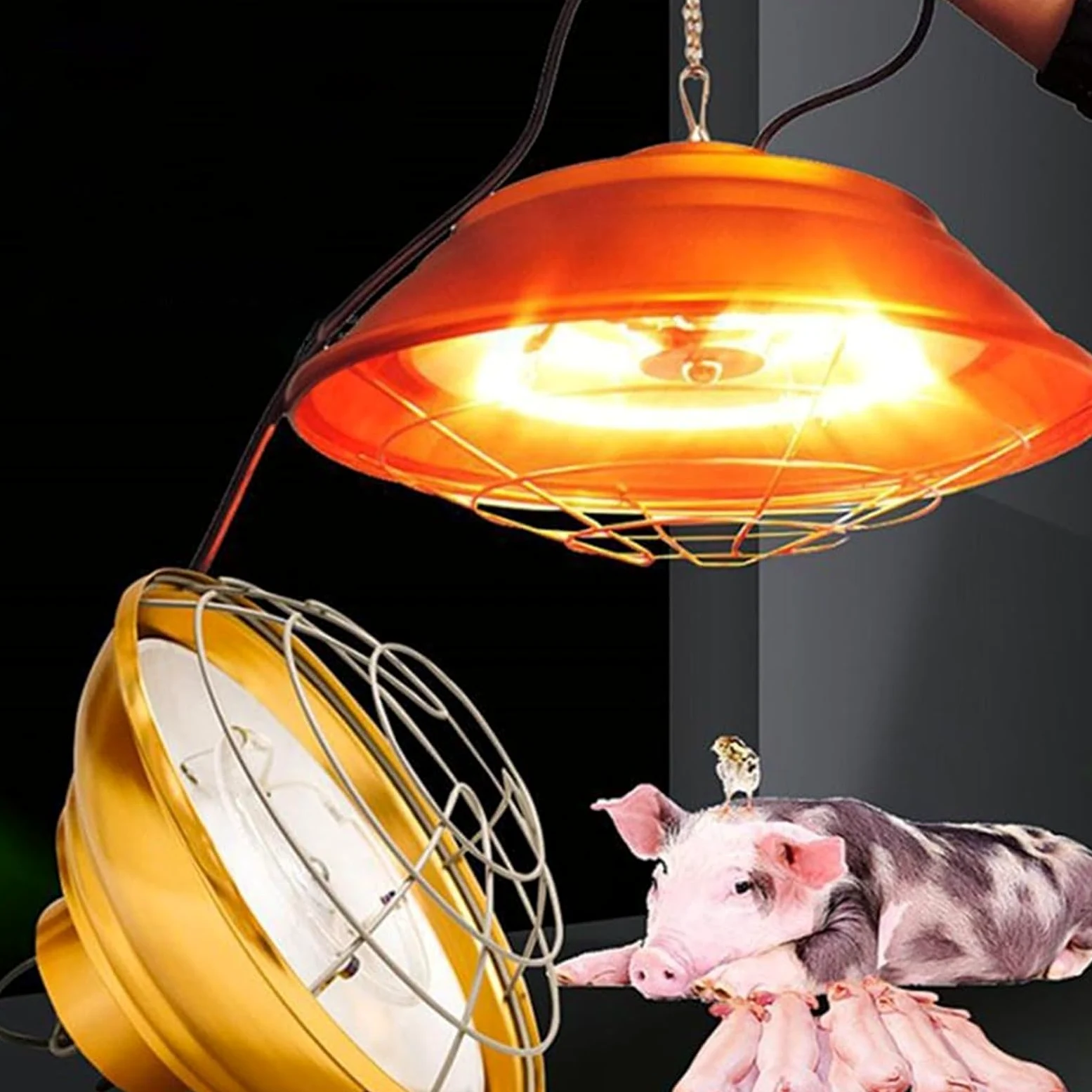 Lámpara de criadora de 36 cm de diámetro, lámpara de calor for reptiles, calentador halógeno de granja de cría, lámpara de calefacción for animales, luz de calor for criadora al aire libre for mascota