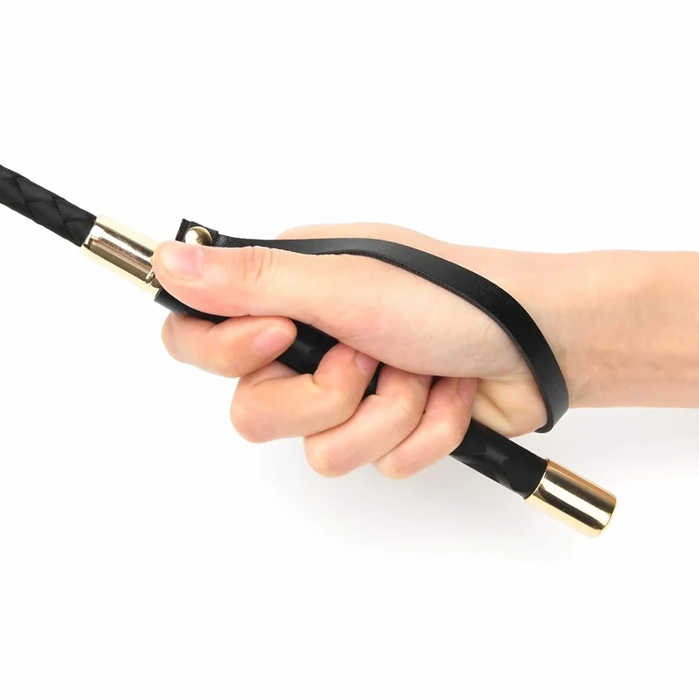 Fusta para Caballo Negra 30 cm Mango Gel Antideslizante