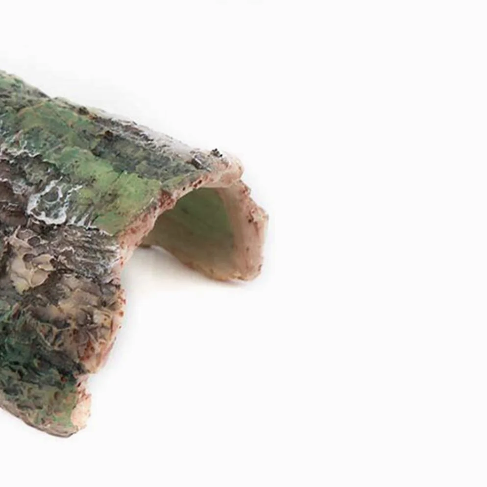 Escondite de reptiles con corteza de simulación, caja de cueva para reptiles, decoración de esquina de hábitat, escondites de camaleón, lagarto serpiente, accesorios para caja de reptiles, adornos