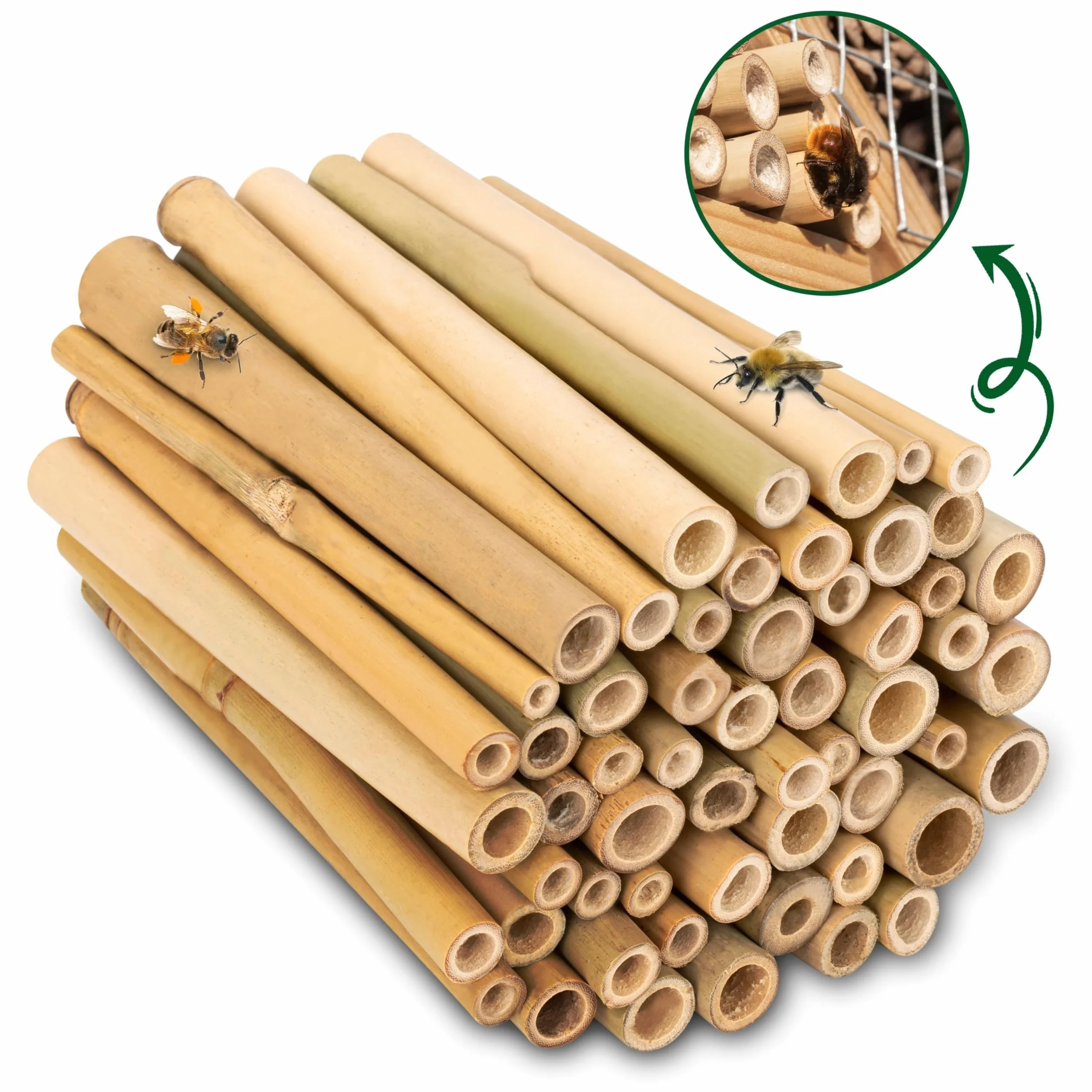 GARDIGO® Tubos de bambú para Hotel de Insectos, 150 Unidades, Tubos de anidación de bambú para Abejas Silvestres, Accesorios para casa de Insectos, Hotel de Abejas, casa de Abejas Silvestres, caña de