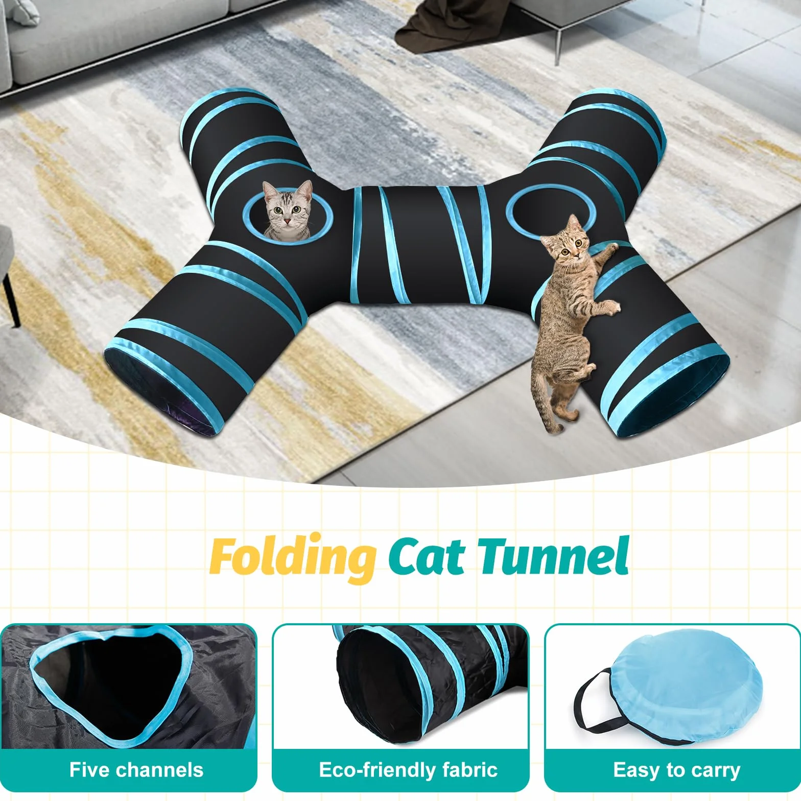 Set de 33 Piezas de Juguetes para Gatos - Túnel, Ratones, Varita de Plumas, Peces - Paquete de Variedad para Gatitos